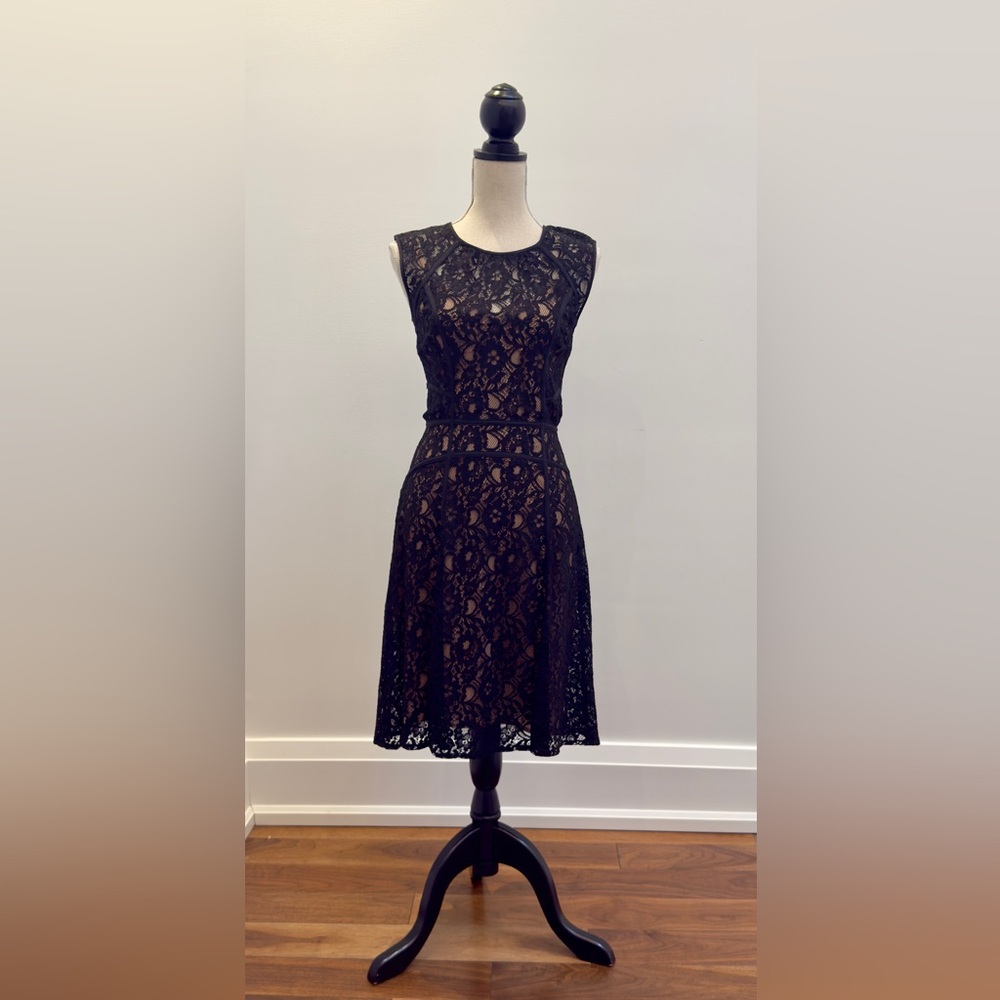 BCBGMaxAzria Chloe Black Lace Midi Dress